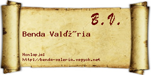 Benda Valéria névjegykártya