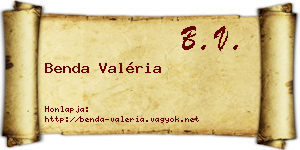 Benda Valéria névjegykártya
